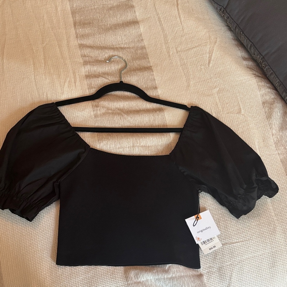 Elegant Black Puff Sleeve Blouse